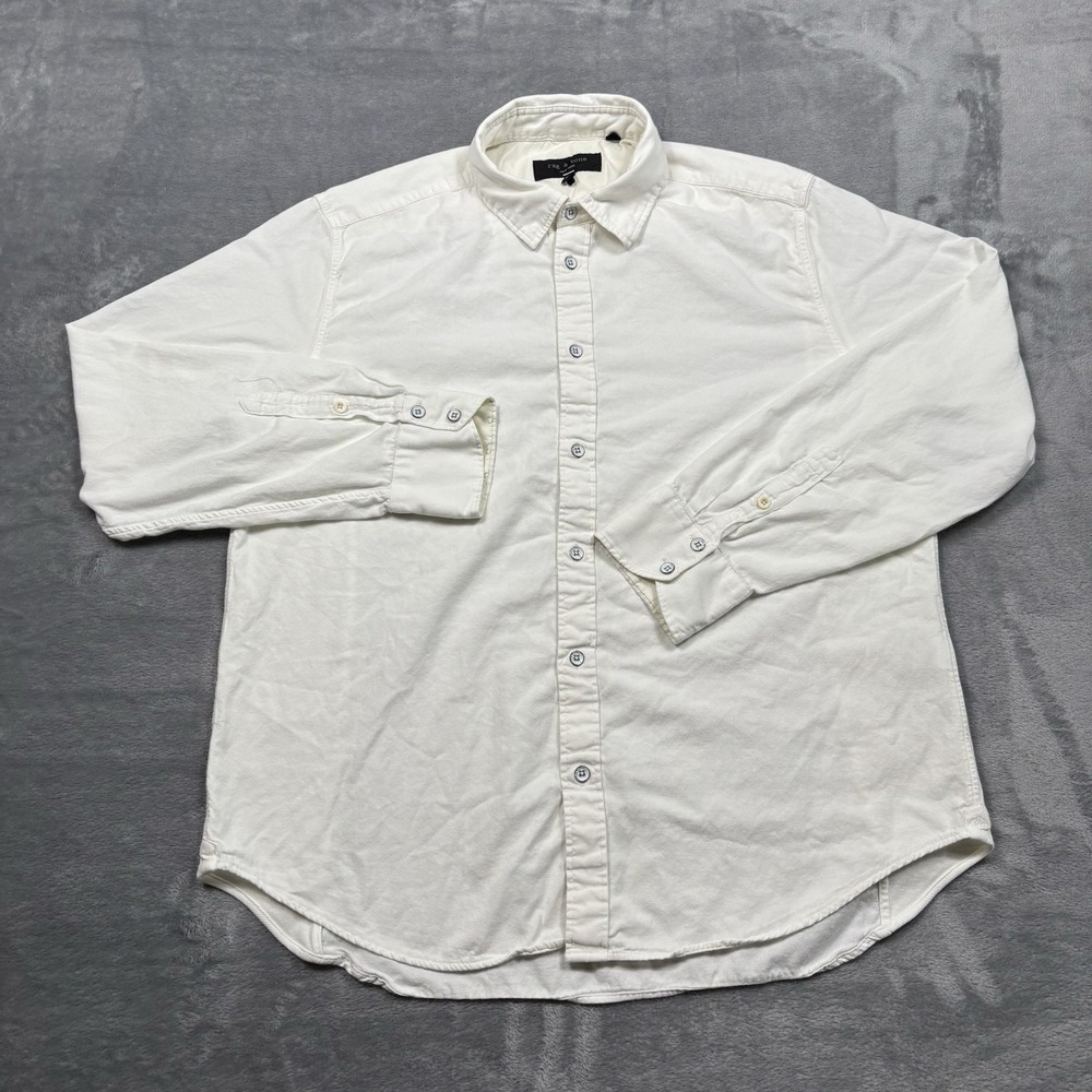 Rag & Bone Men's XL White Long Sleeve Button Up Shirt Cotton Designer Casual